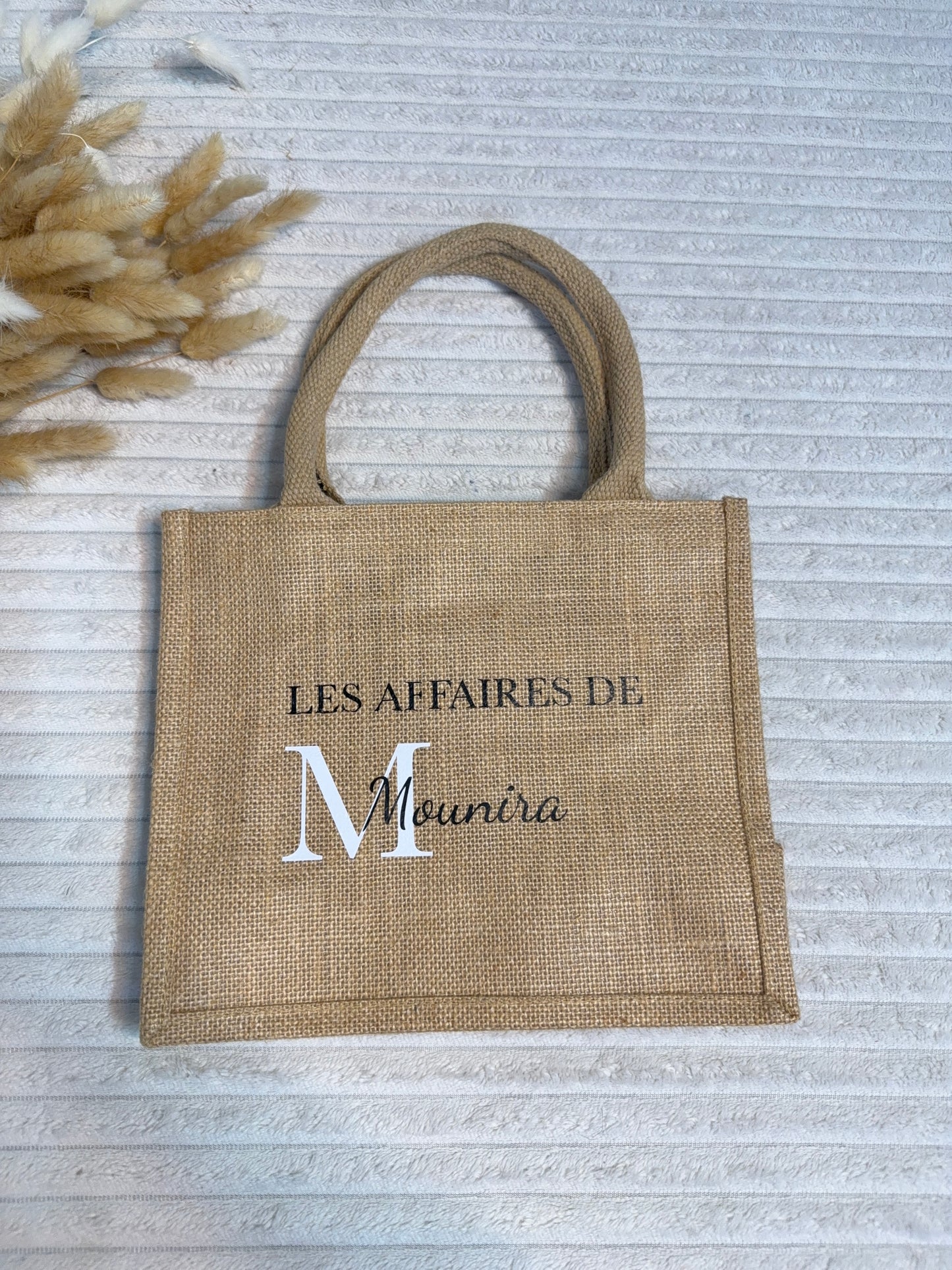Sac en jute personnalisée ( modèle phrase et Prénom )