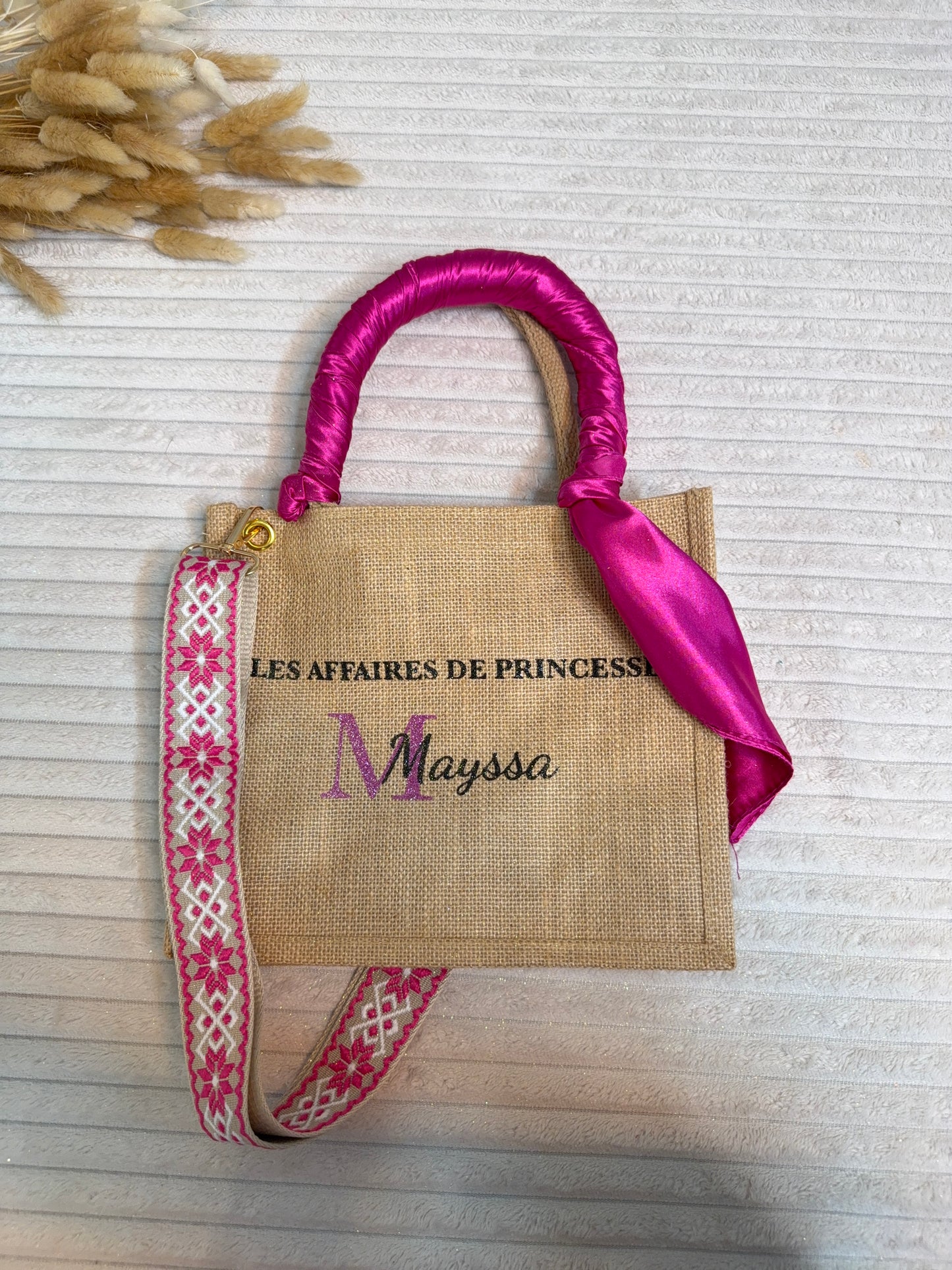 Sac en jute personnalisée ( modèle phrase et Prénom )