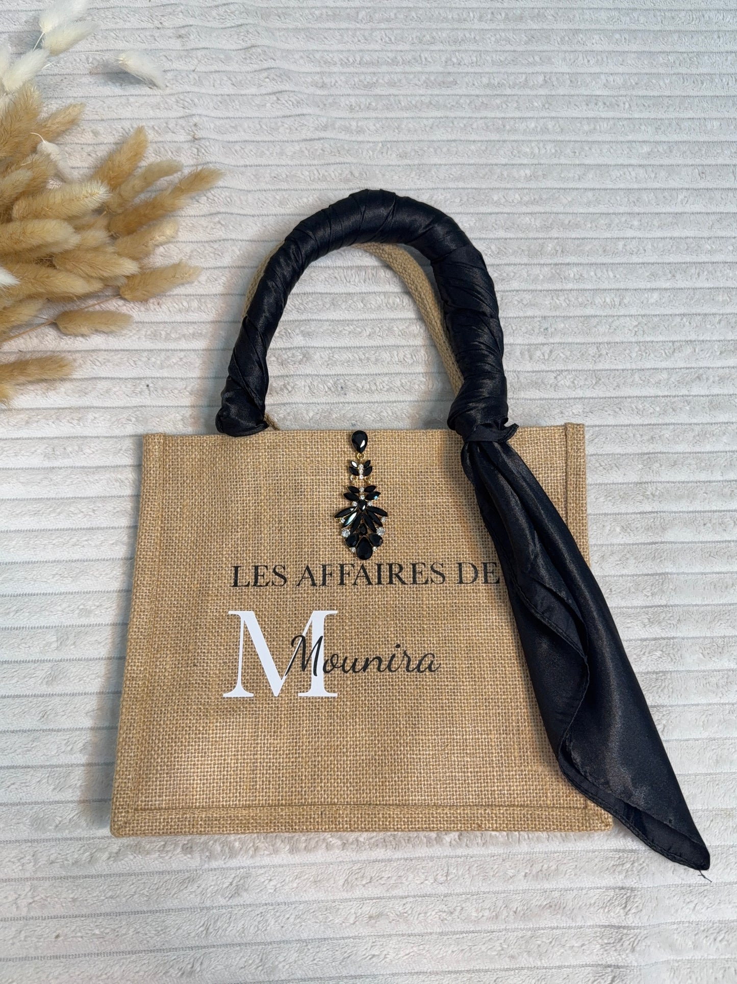 Sac en jute personnalisée ( modèle phrase et Prénom )