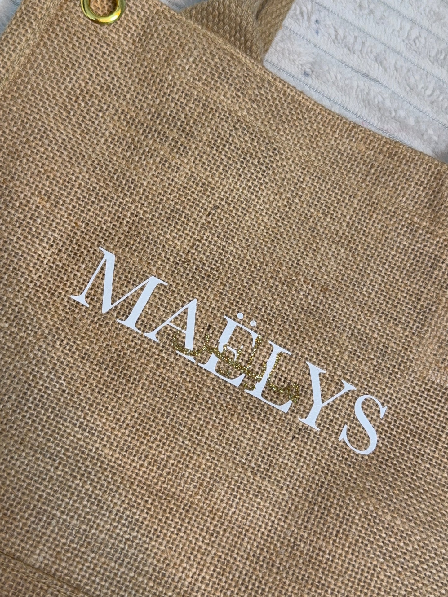 Sac en jute personnalisée ( modèle français et arabe )