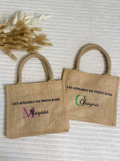 Sac en jute personnalisée ( modèle phrase et Prénom )