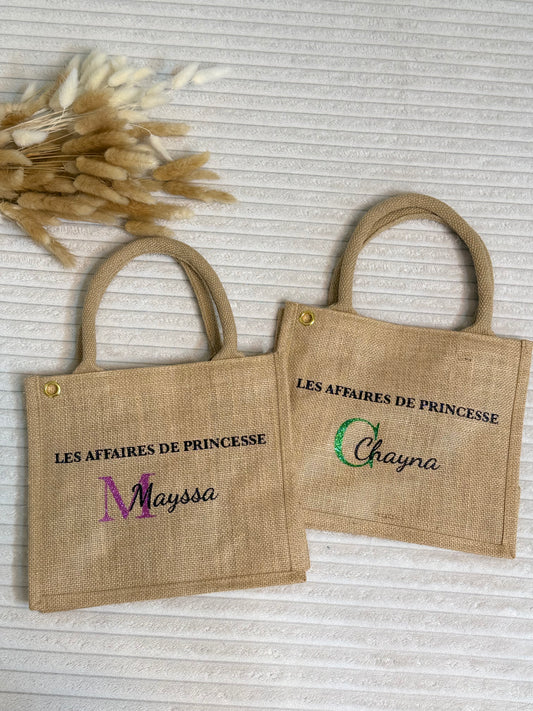 Sac en jute personnalisée ( modèle phrase et Prénom )