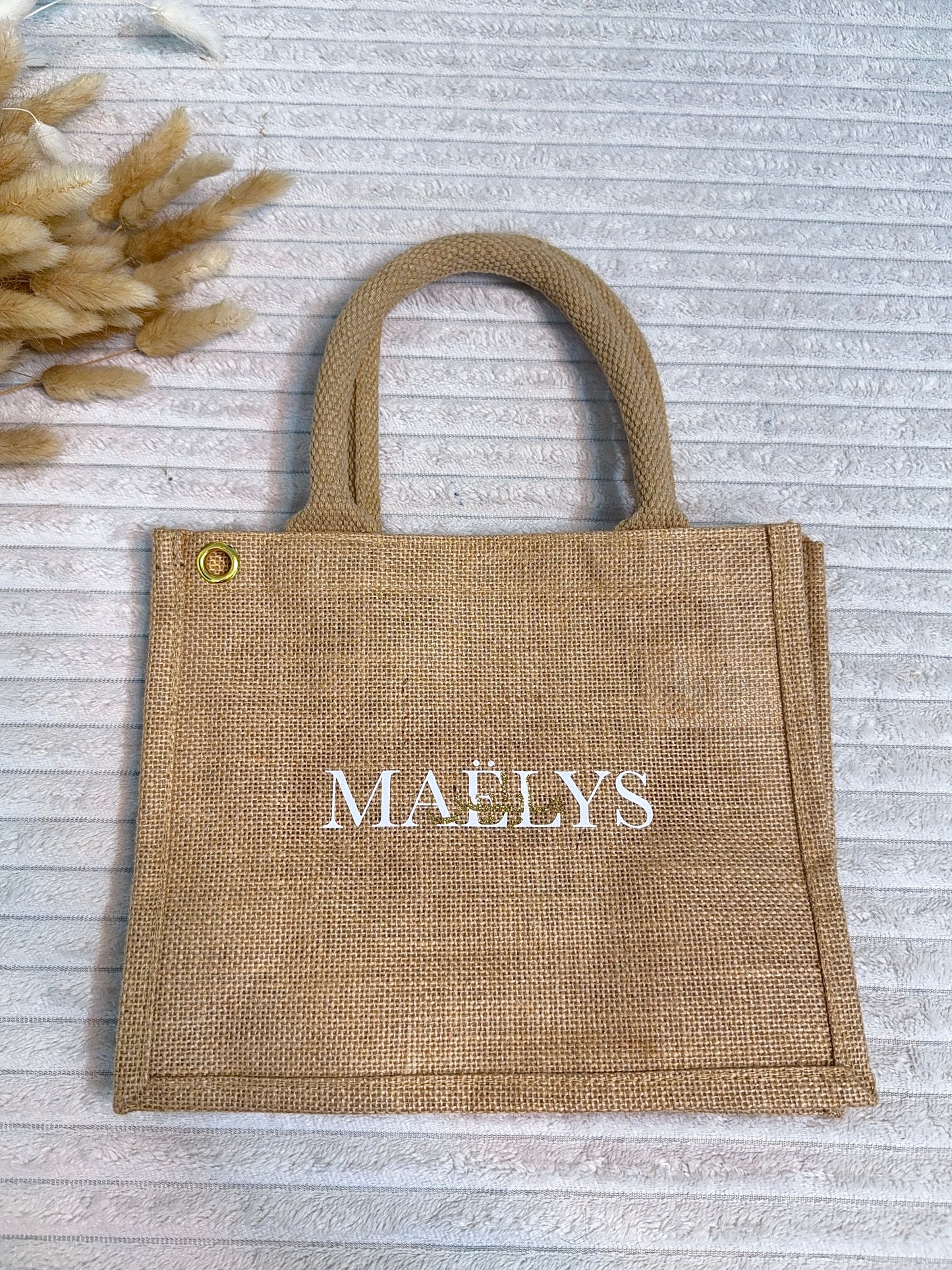 Sac en jute personnalisée ( modèle français et arabe )