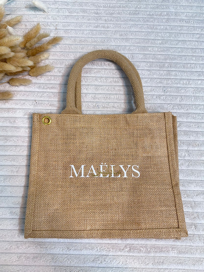 Sac en jute personnalisée ( modèle français et arabe )