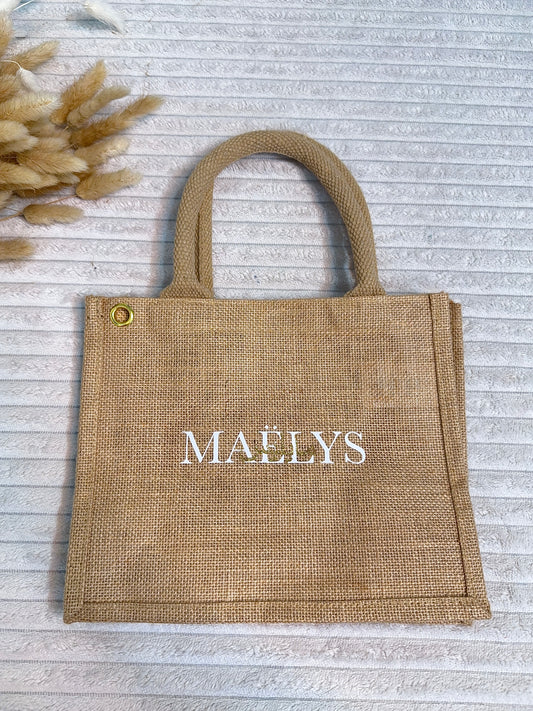 Sac en jute personnalisée ( modèle français et arabe )